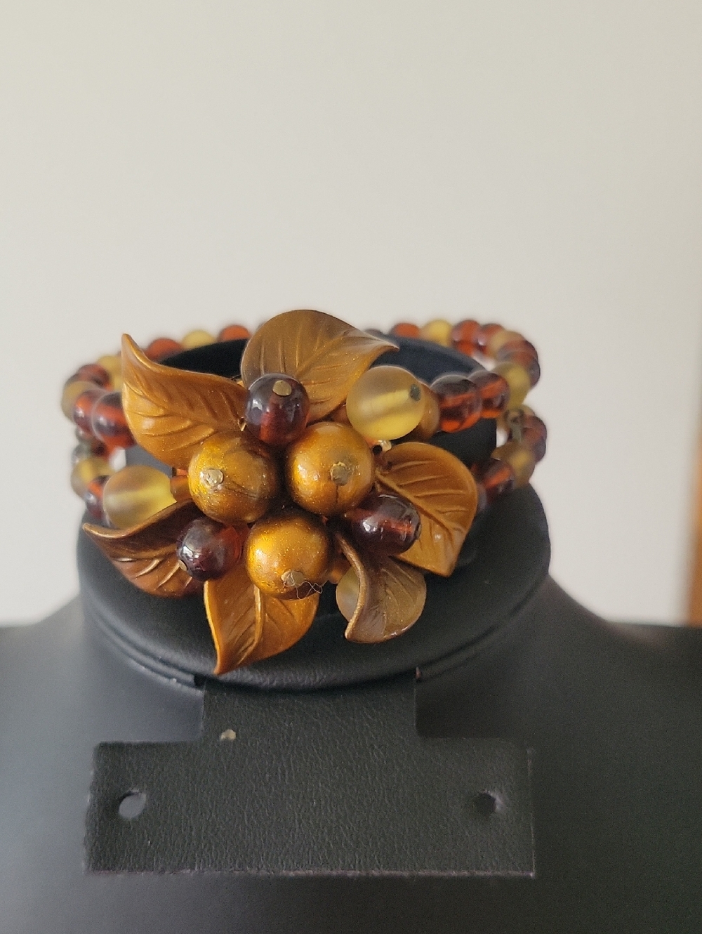 Edouard Rambaud Bracelet, Brown & Goldtone, Vintage.